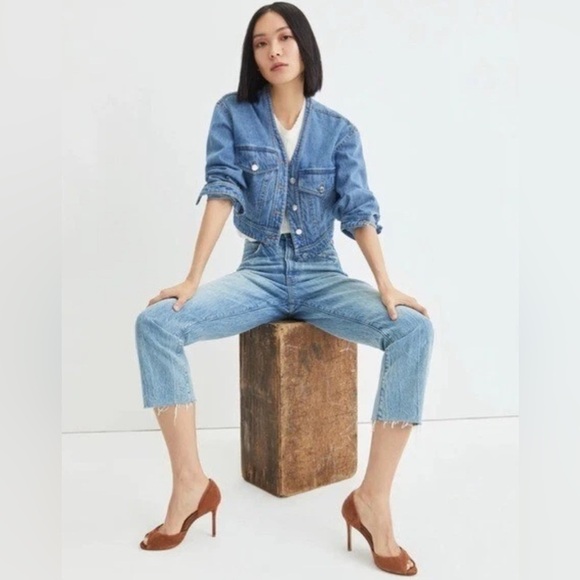 NWT VERONICA BEARD Keaton Plaid Denim Combo Dickey Jacket, Size S - Picture 4 of 16